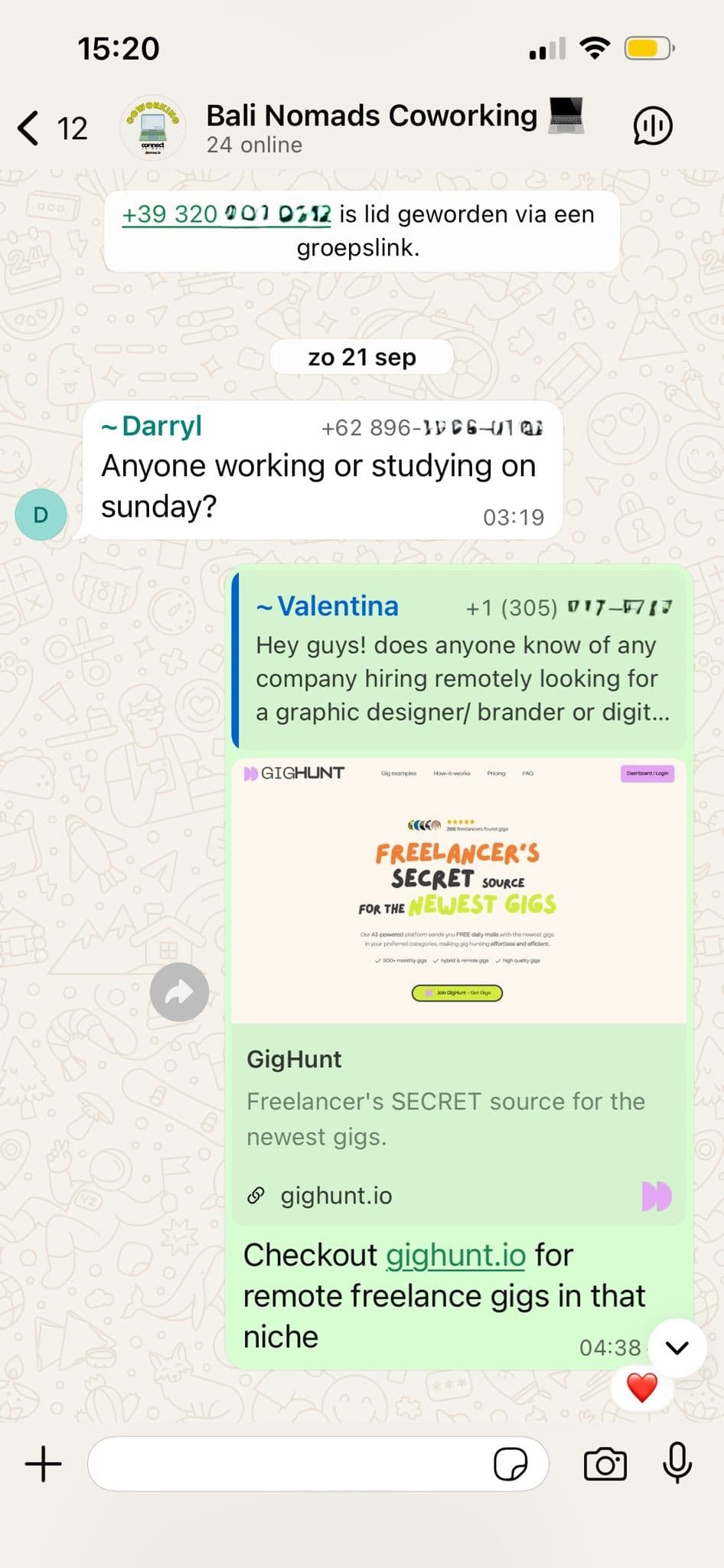 WhatsApp – share your link in groups or DMs